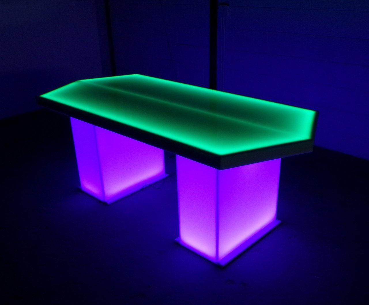 LED Hexagon Table Furniture Glow Light Cool Dining Green Purple Pink Night Dark