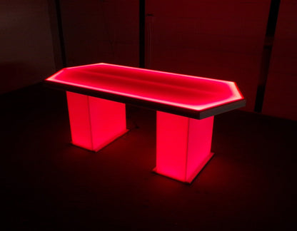 LED Hexagon Table Furniture Glow Light Cool Dining Red Night Dark