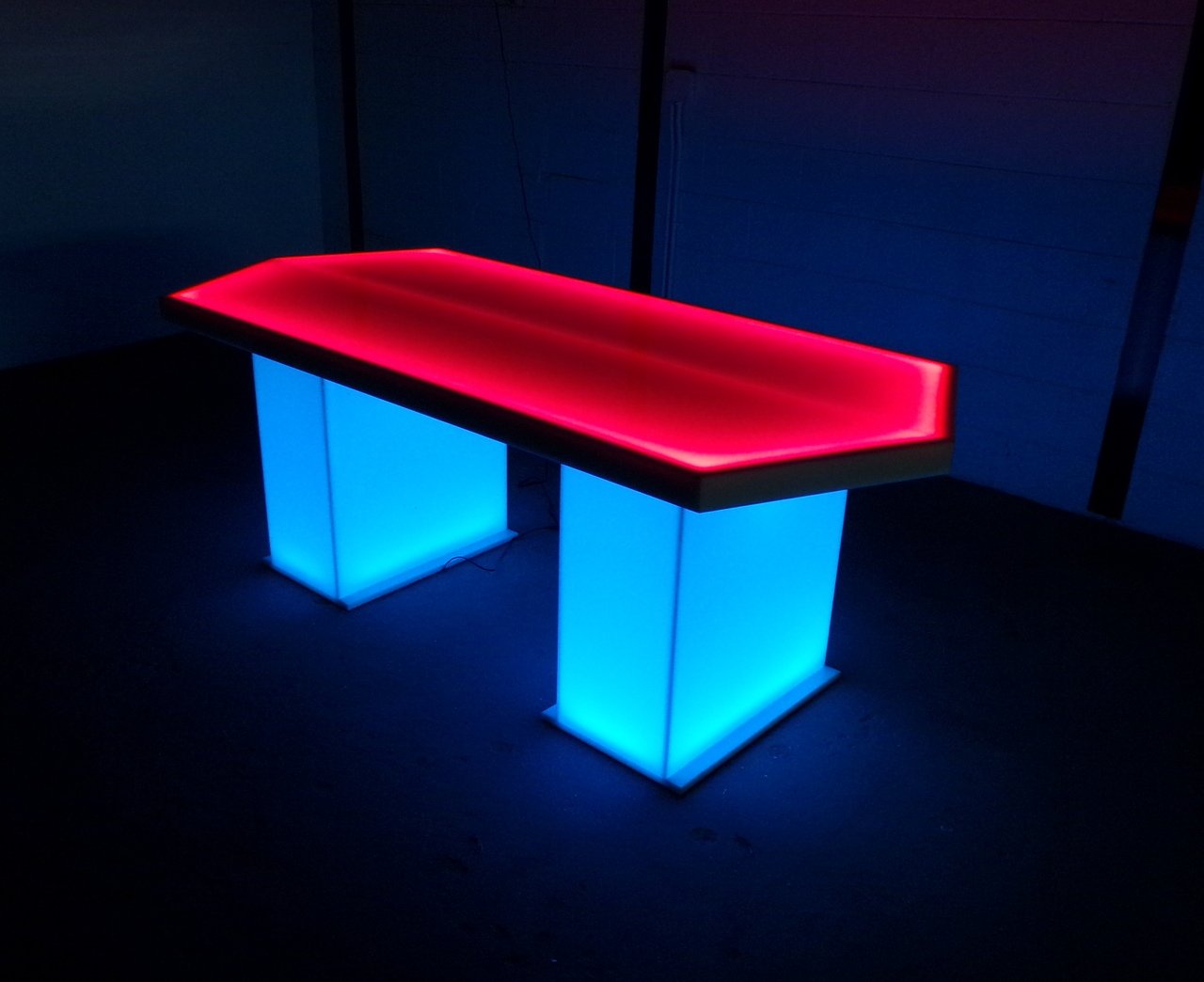 LED Hexagon Table Furniture Glow Light Cool Dining Red Blue Night Dark