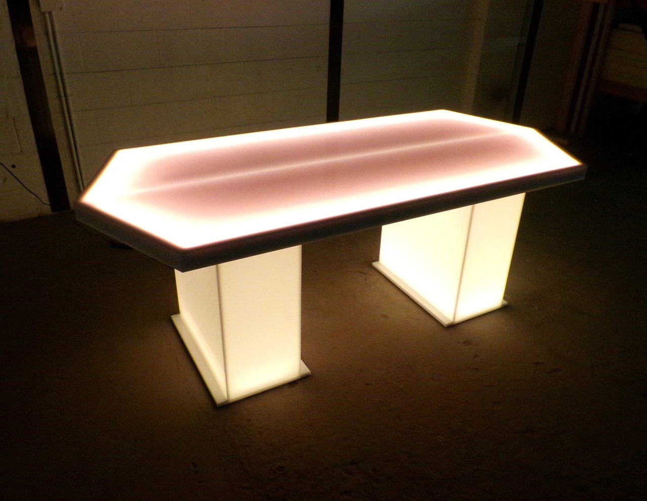 LED Hexagon Table Furniture Glow Light Cool Dining White