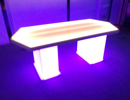 LED Hexagon Table Furniture Glow Light Cool Dining White Yellow