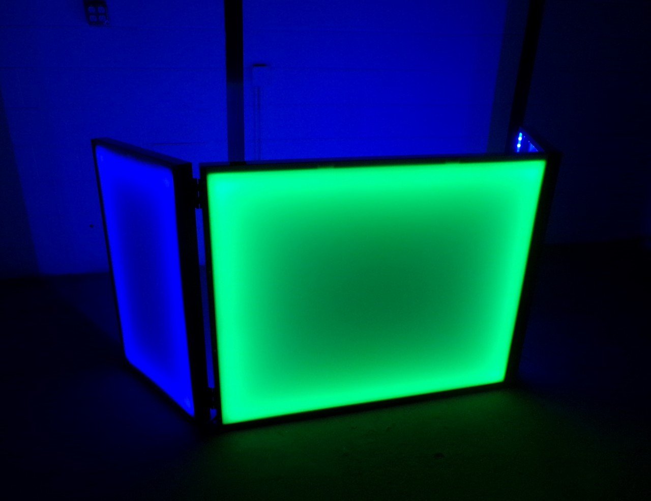 LED RGB Light up Glow DJ Booth Facade Foldable Folding Portable Panels Cover Party Nightlife Music Booth Color Colors Colorful Green Blue