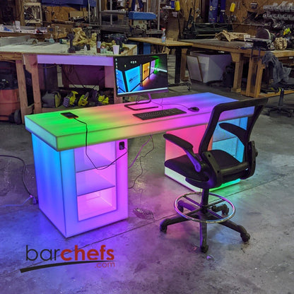 LED Medium Gaming Desk Computer Shelves Storage Epic Game Room Furniture Boys Gift Cool Fun Light Glow rainbow RGB Streaming