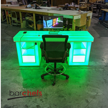 LED Medium Gaming Desk Computer Shelves Storage Epic Game Room Furniture Boys Gift Cool Fun Light Glow Green RGB Streaming