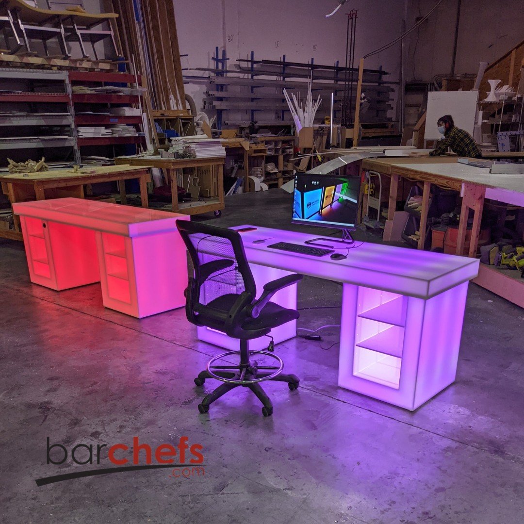 LED Medium Gaming Desk Computer Shelves Storage Epic Game Room Furniture Boys Gift Cool Fun Light Glow Red Purple RGB Streaming