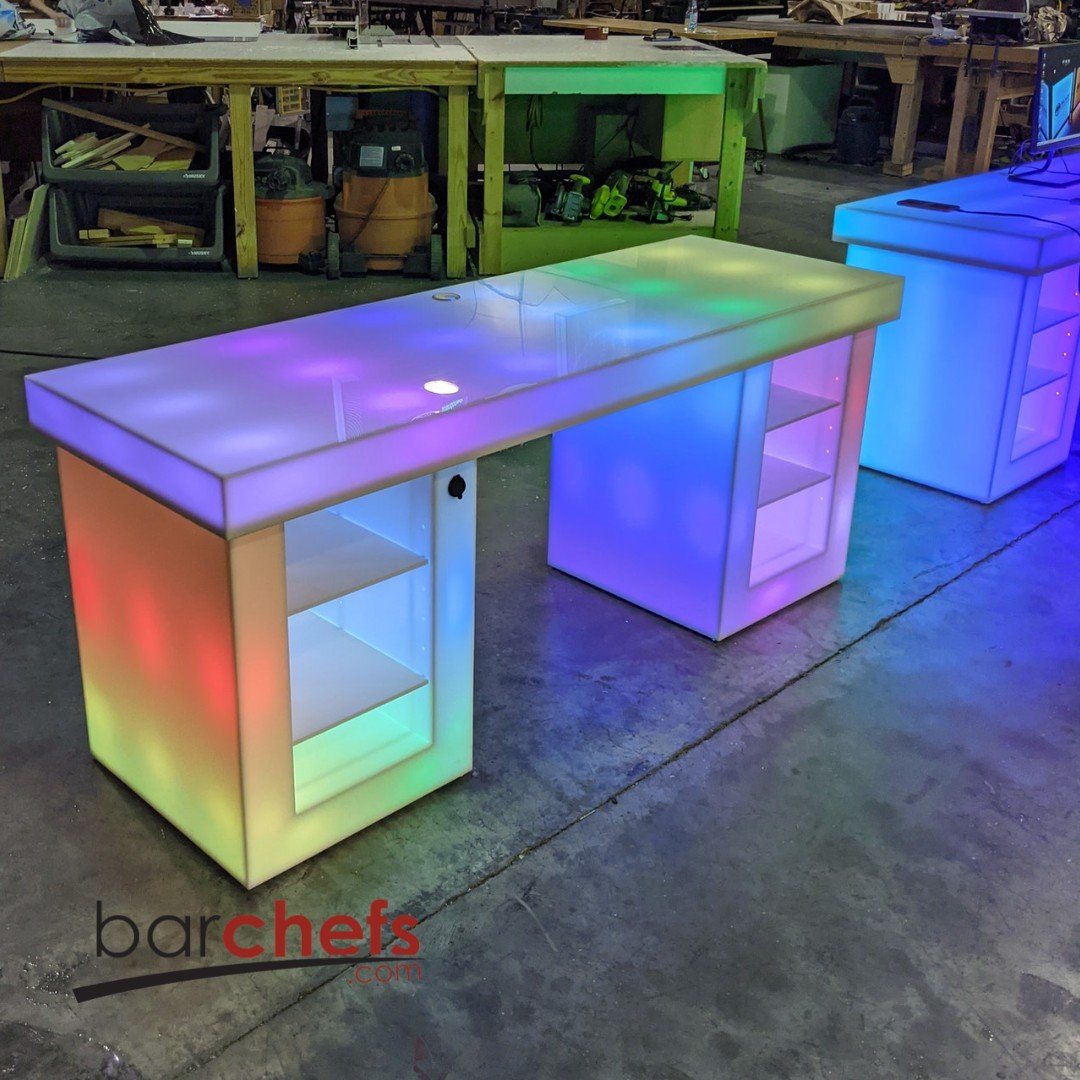 LED Medium Gaming Desk Computer Shelves Storage Epic Game Room Furniture Boys Gift Cool Fun Light Glow Rainbow Colorful Blue RGB Streaming