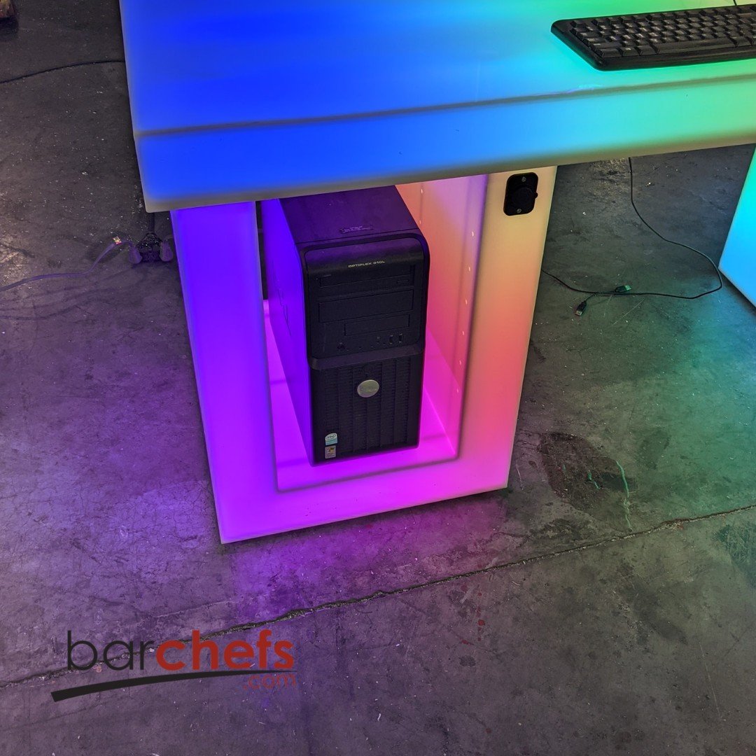 LED Medium Gaming Desk Computer Shelves Storage Epic Game Room Furniture Boys Gift Cool Fun Light Glow Rainbow Computer Battle Station RGB Streaming