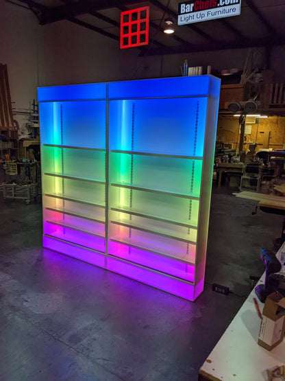 Custom LED Cell Phone Display Case | Lighted Shelving System w/ Marquee