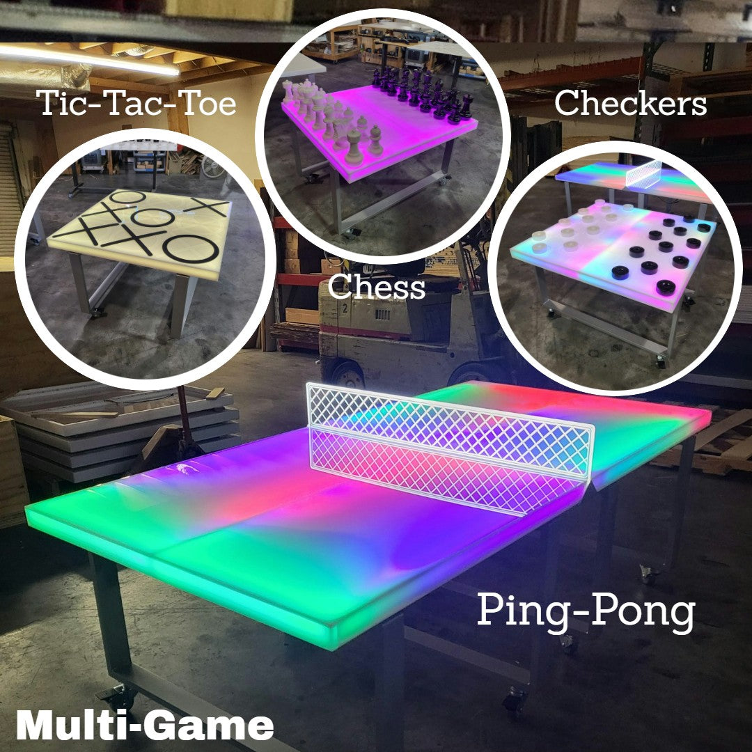 LED Multi-Game Set | Ping Pong, Chess, Checkers, & Tic Tac Toe Light-U ...