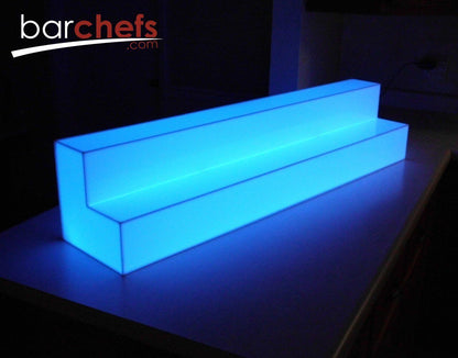 LED Acrylic Glow Bright RGB Light Fun Shelf Shelving Bar Display Collection Collectable Storage Restaurant Liquor Tiered Layered Cool Unique Bottle Blue