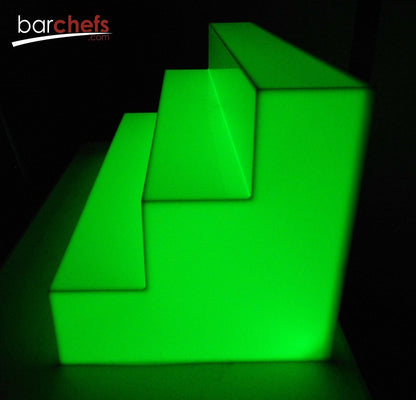 LED Acrylic Glow Bright RGB Light Fun Shelf Shelving Bar Display Collection Collectable Storage Restaurant Liquor Tiered Layered Cool Unique Bottle Green Side