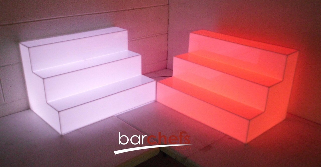 LED Acrylic Glow Bright RGB Light Fun Shelf Shelving Bar Display Collection Collectable Storage Restaurant Liquor Tiered Layered Cool Unique Bottle Whit Red