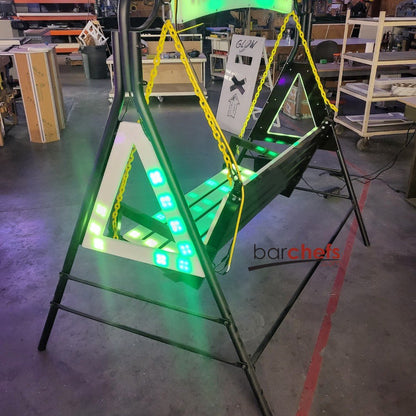 Outdoor Swing Set Bench Glow LED Green Side View Back