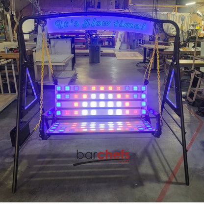 Outdoor Swing Set Bench Glow LED It's Glow Time Blue White Red Orange