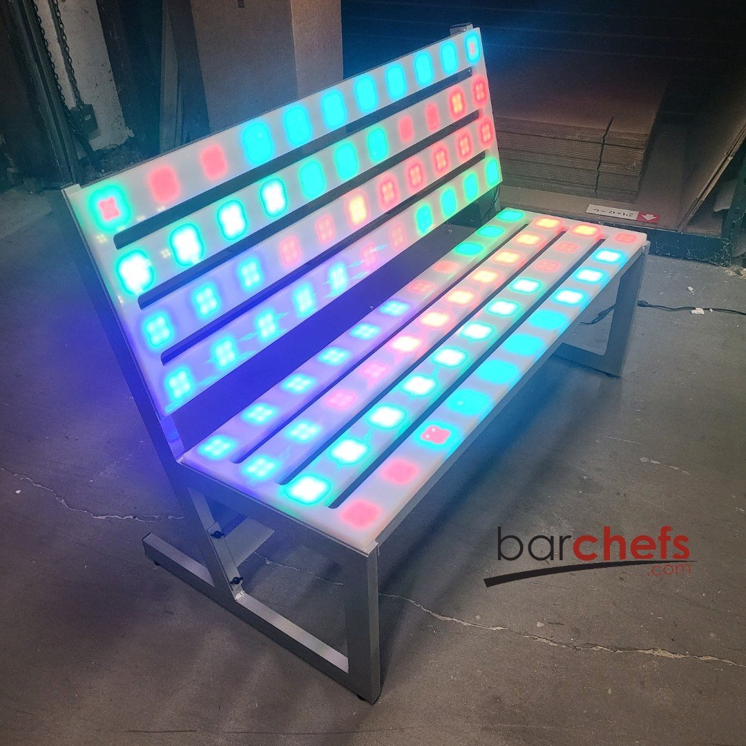 LED Park Bench Outdoor Picnic Glow Light Up Green Orange