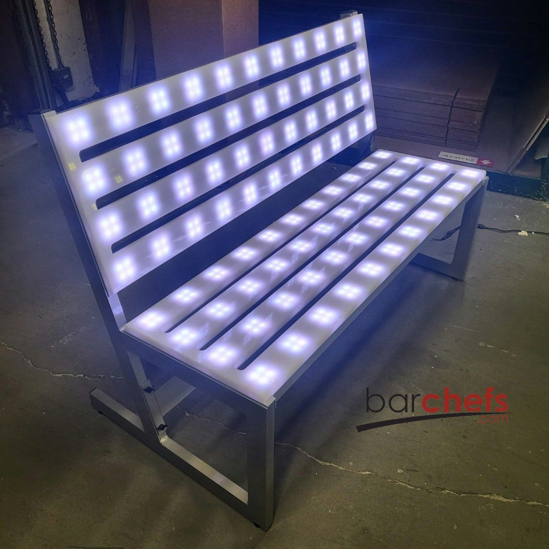 LED Park Bench Outdoor Picnic Glow Light Up White