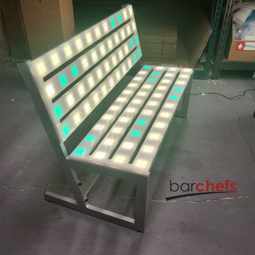 LED Park Bench Outdoor Picnic Glow Light Up White Green