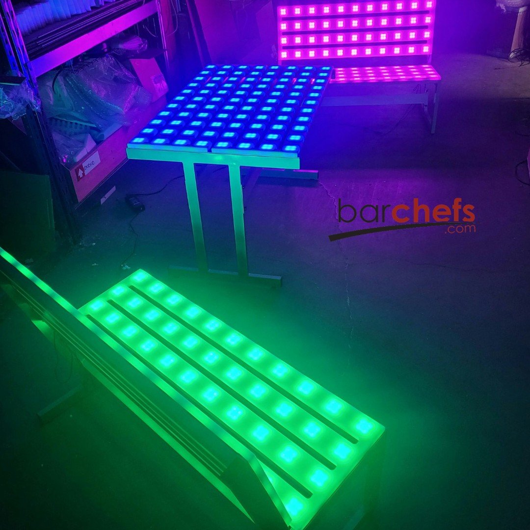 LED Park Bench Outdoor Picnic Glow Light Up Pink Green Blue Matching Set Table Magic