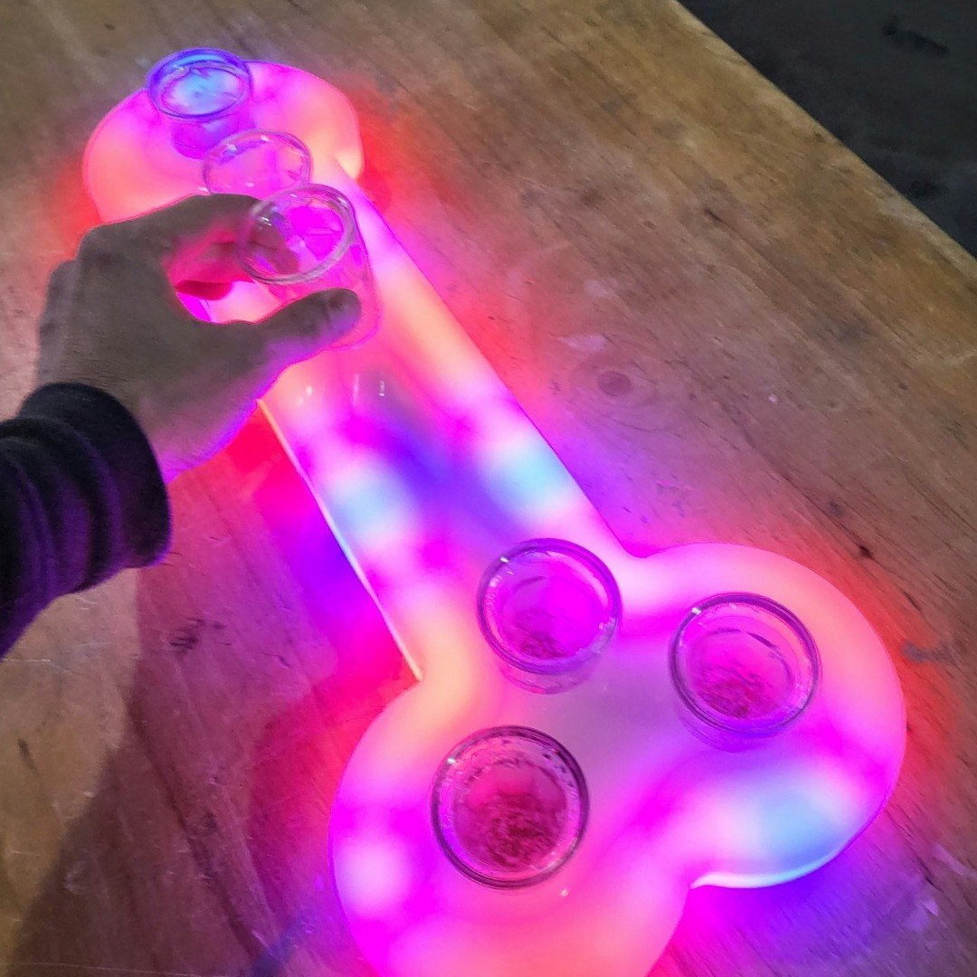 LED RGB Light Up Glow Shot Shots Shooter Drink Drinking Drunk Liquor Alcohol Serve Serving Party Fun Novelty Penis Genitals Cock Bachelorette Party Tray Pink