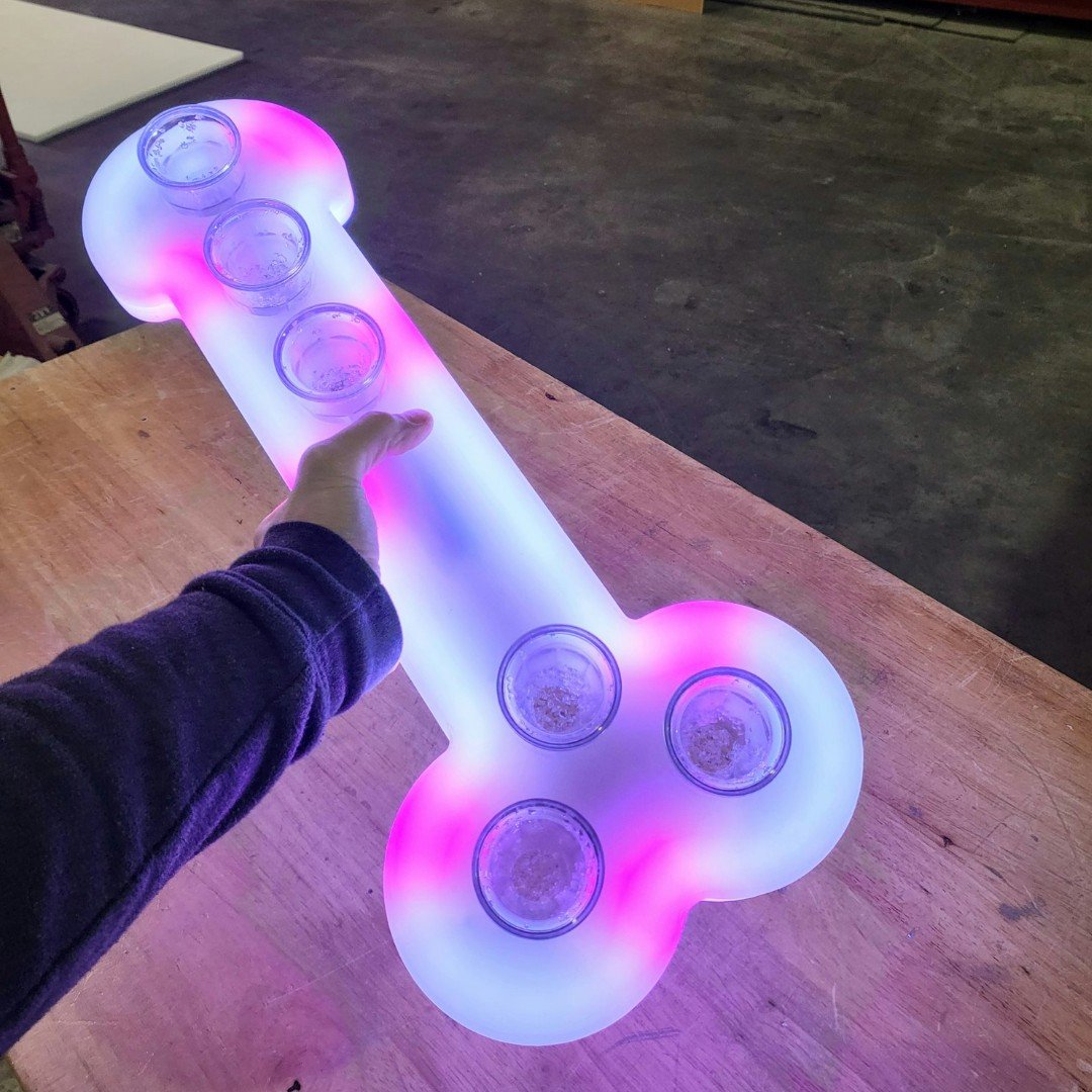 LED RGB Light Up Glow Shot Shots Shooter Drink Drinking Drunk Liquor Alcohol Serve Serving Party Fun Novelty Penis Genitals Cock Bachelorette Party Tray White Pink