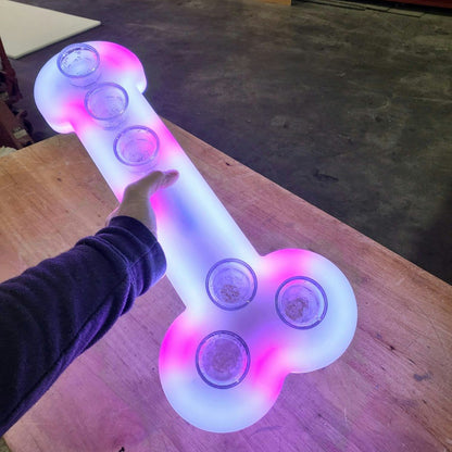 LED RGB Light Up Glow Shot Shots Shooter Drink Drinking Drunk Liquor Alcohol Serve Serving Party Fun Novelty Penis Genitals Cock Bachelorette Party Tray White Pink