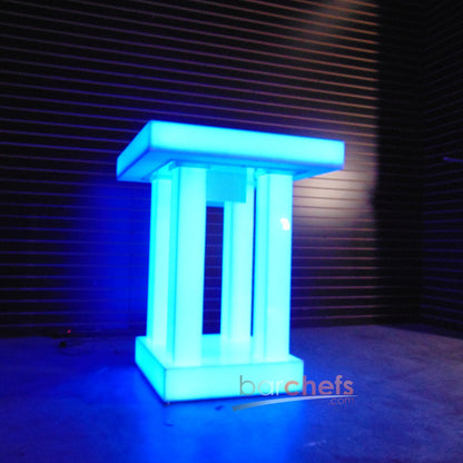 LED Quad Column Side Table Glow Light Cool Living Room Furniture Small Blue Night Dark