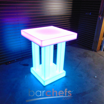 LED Quad Column Side Table Glow Light Cool Living Room Furniture Small Pink Blue Dark Night