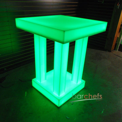 LED Quad Column Side Table Glow Light Cool Living Room Furniture Small Green