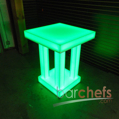 LED Quad Column Side Table Glow Light Cool Living Room Furniture Small Green Night Dark