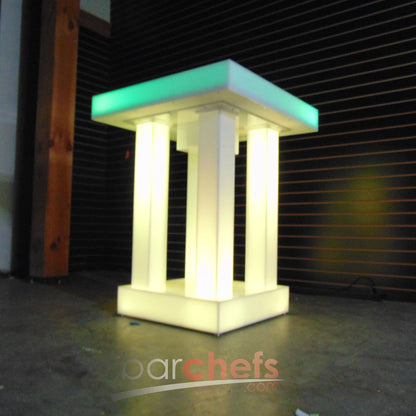 LED Quad Column Side Table Glow Light Cool Living Room Furniture Small Green Yellow