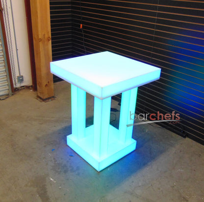 LED Quad Column Side Table Glow Light Cool Living Room Furniture Blue White