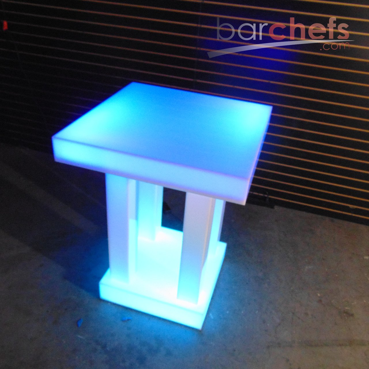 LED Quad Column Side Table Glow Light Cool Living Room Furniture Small Light Blue