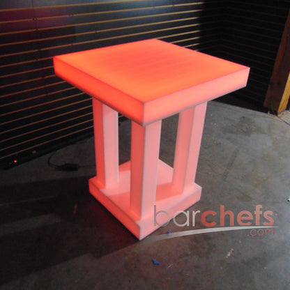 LED Quad Column Side Table Glow Light Cool Living Room Furniture Small Orange