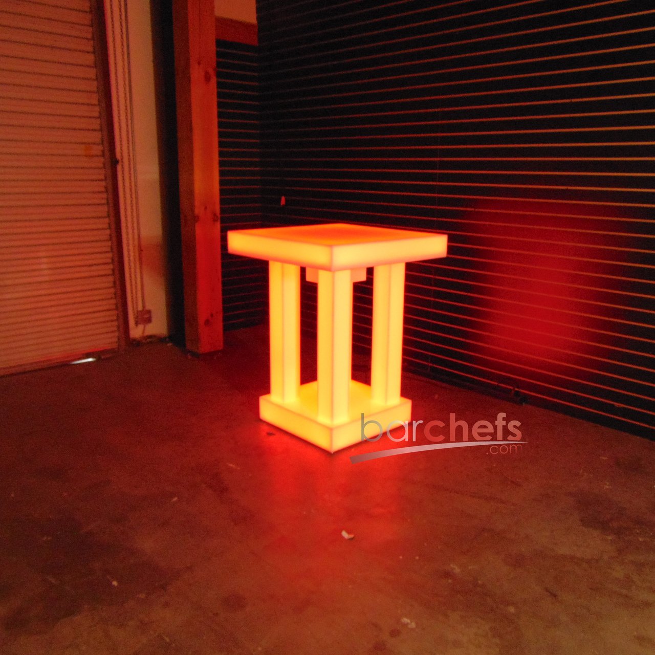 LED Quad Column Side Table Glow Light Cool Living Room Furniture Small Orange Dark Night