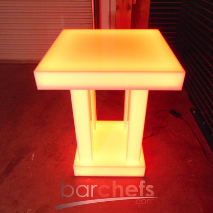 LED Quad Column Side Table Glow Light Cool Living Room Furniture Small Orange