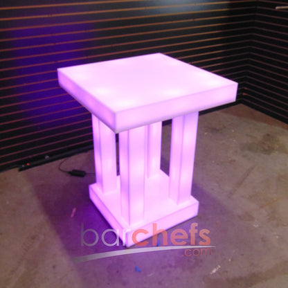 LED Quad Column Side Table Glow Light Cool Living Room Furniture Small Pink