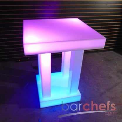 LED Quad Column Side Table Glow Light Cool Living Room Furniture Small Pink Blue Night Dark