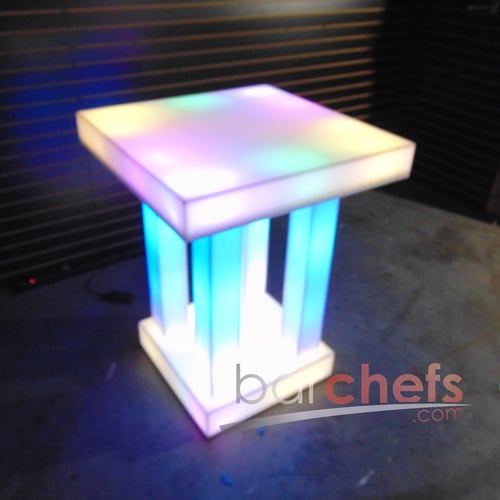 LED Quad Column Side Table Glow Light Cool Living Room Furniture Small Rainbow Dark Night Blue Pink Yellow Green White