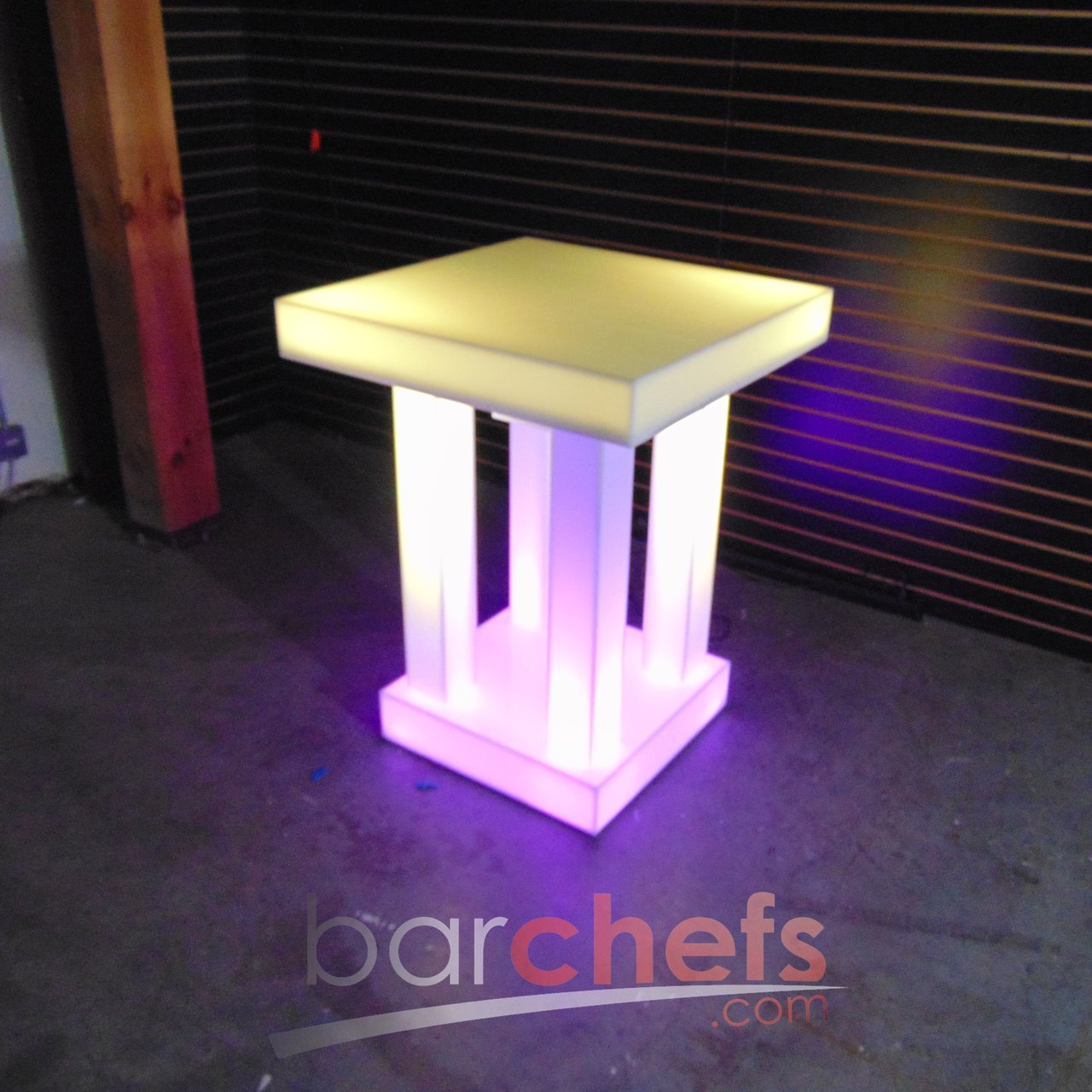 LED Quad Column Side Table Glow Light Cool Living Room Furniture Small Yellow Purple