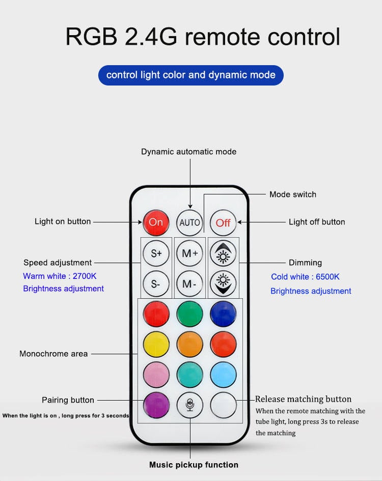 LED RGB Remote Control Clicker Buttons Battery 