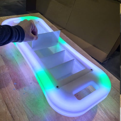 LED RGB Color Light Up Glow Shot Serving Tray Fun Party Alcohol Shooters Liquor Drink Drinking Rainbow Novelty Serving Bar Restaurant Event Night Club Nightlife Removable Compartments Green White