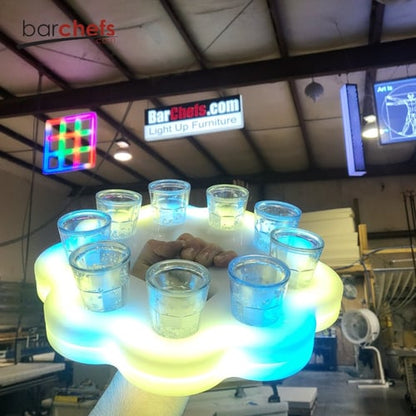 LED RGB Color Light Up Glow Shot Serving Tray Fun Party Alcohol Shooters Liquor Drink Drinking Rainbow Novelty Serving Bar Restaurant Fist Knuckles Blue Yellow