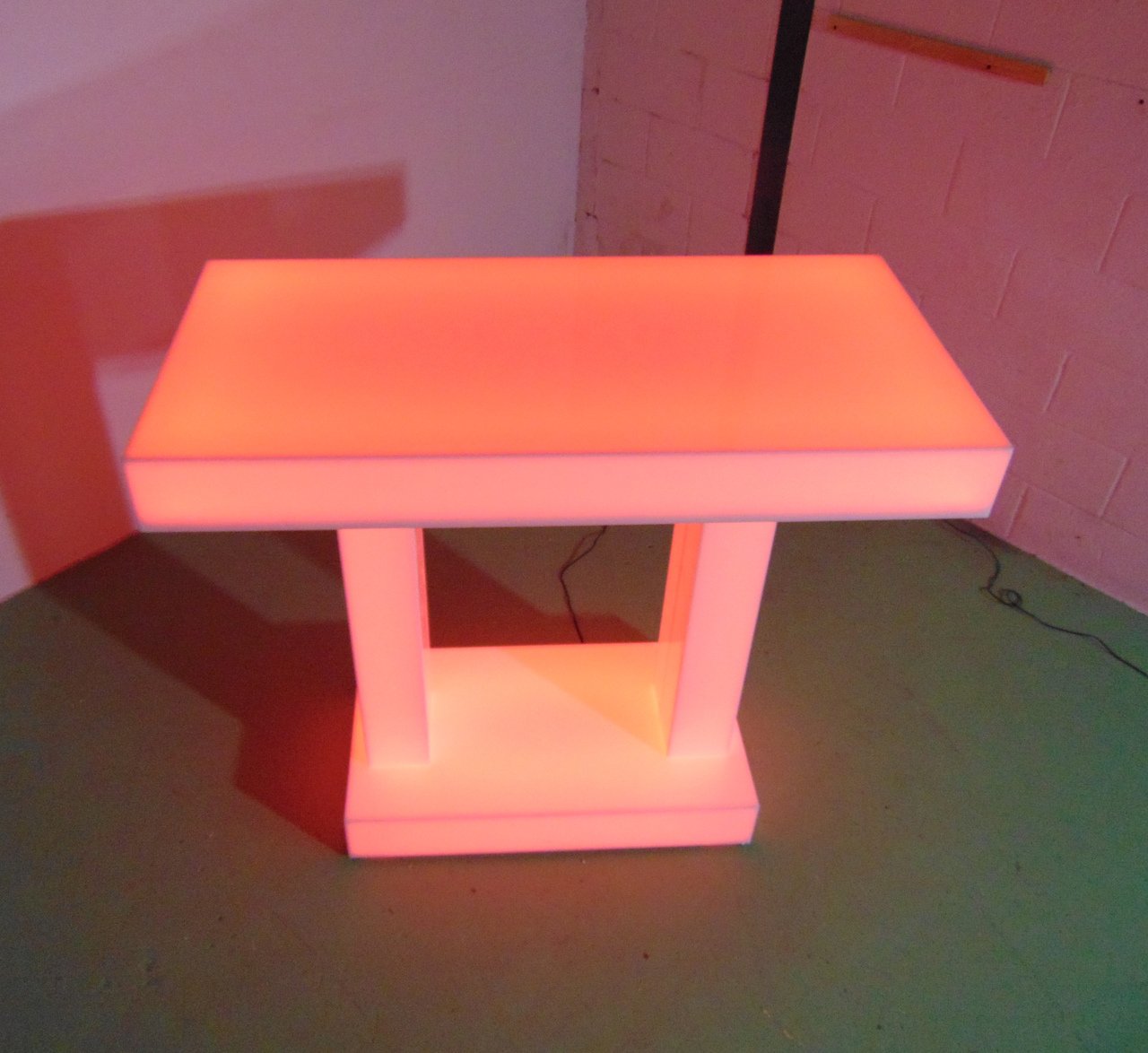 LED Twin Dual Column Side Table Glow Light Cool Living Room Furniture Bar-Height Bar Height Orange