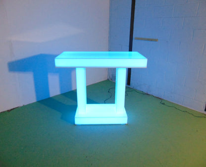 LED Twin Dual Column Side Table Glow Light Cool Living Room Furniture Bar-Height Bar Height Light Blue