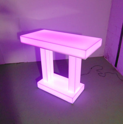 LED Twin Dual Column Side Table Glow Light Cool Living Room Furniture Bar-Height Bar Height Pink Dark Night