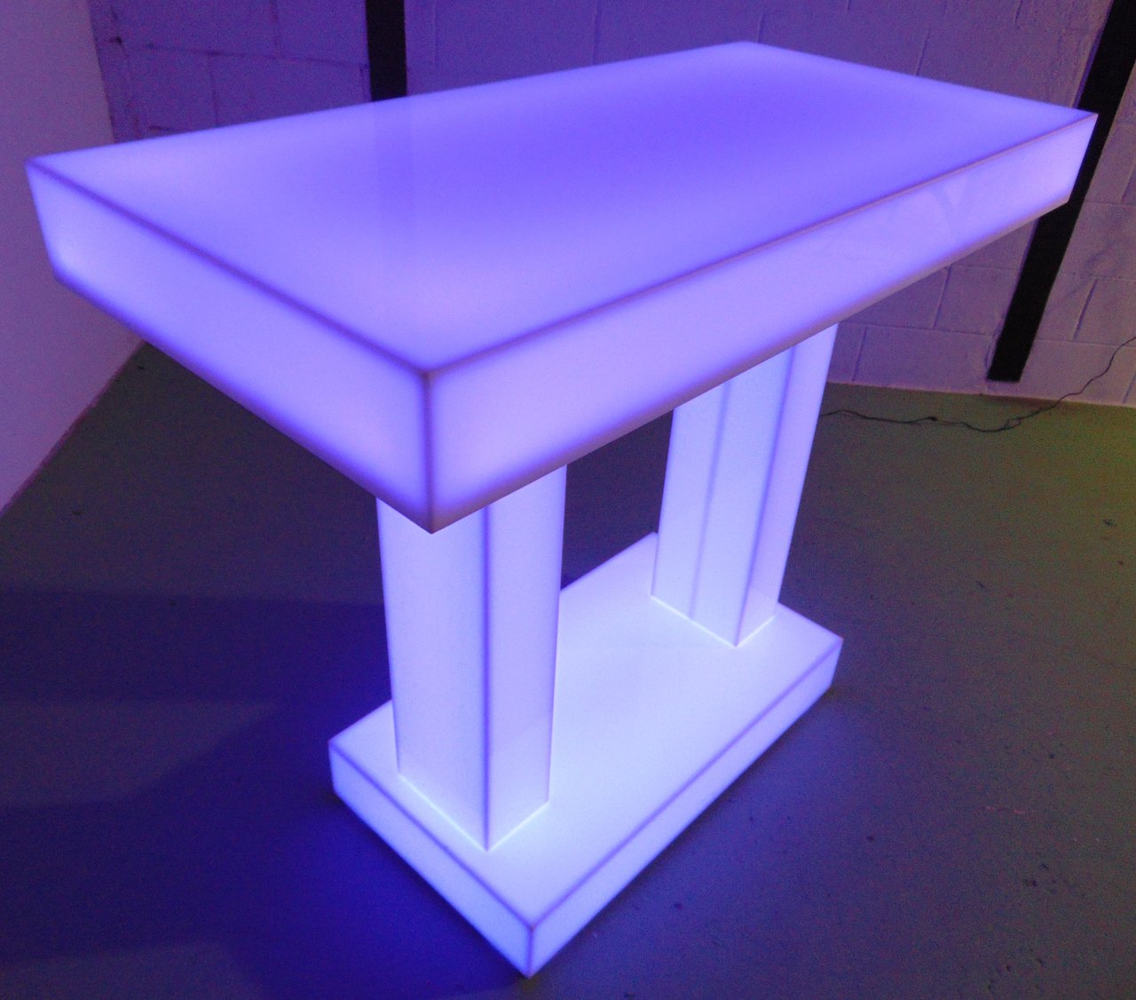 LED Twin Dual Column Side Table Glow Light Cool Living Room Furniture Bar-Height Bar Height Blue Purple