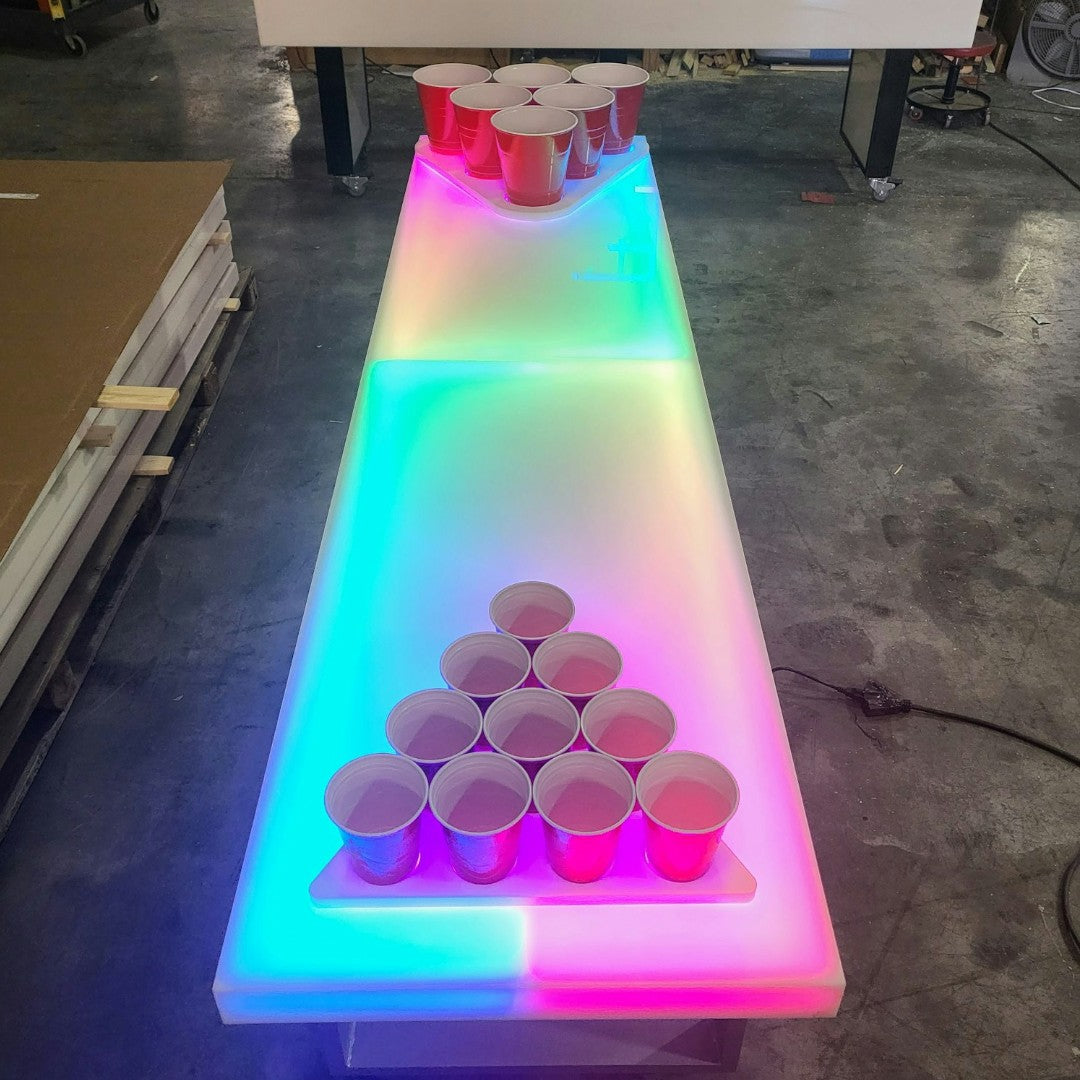 LED Beer Pong Party Table Glow Pink Green Rainbow Jumbo XL Standard Size Compare