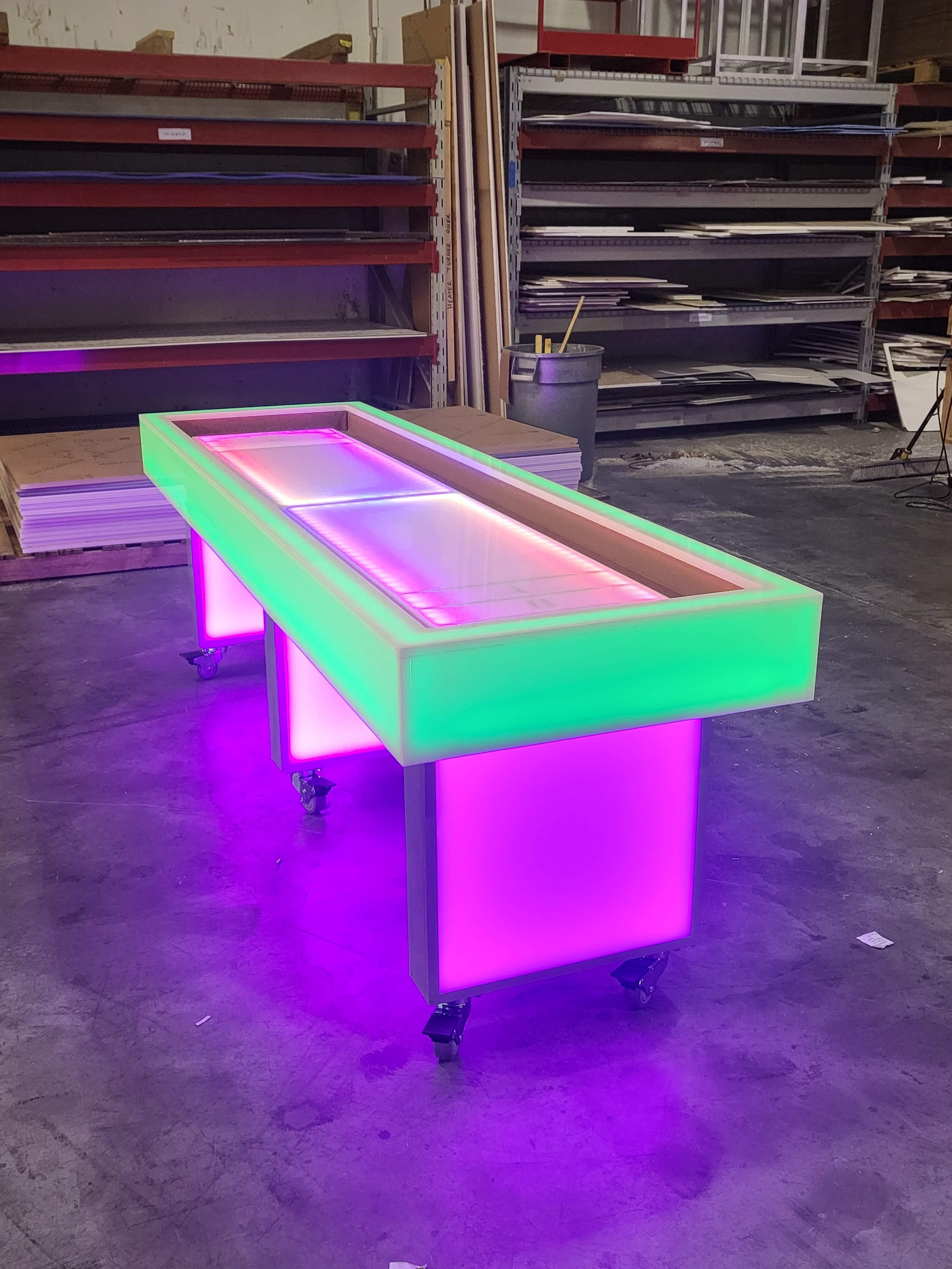 Light Up LED Shuffleboard Table - Non Collapsible