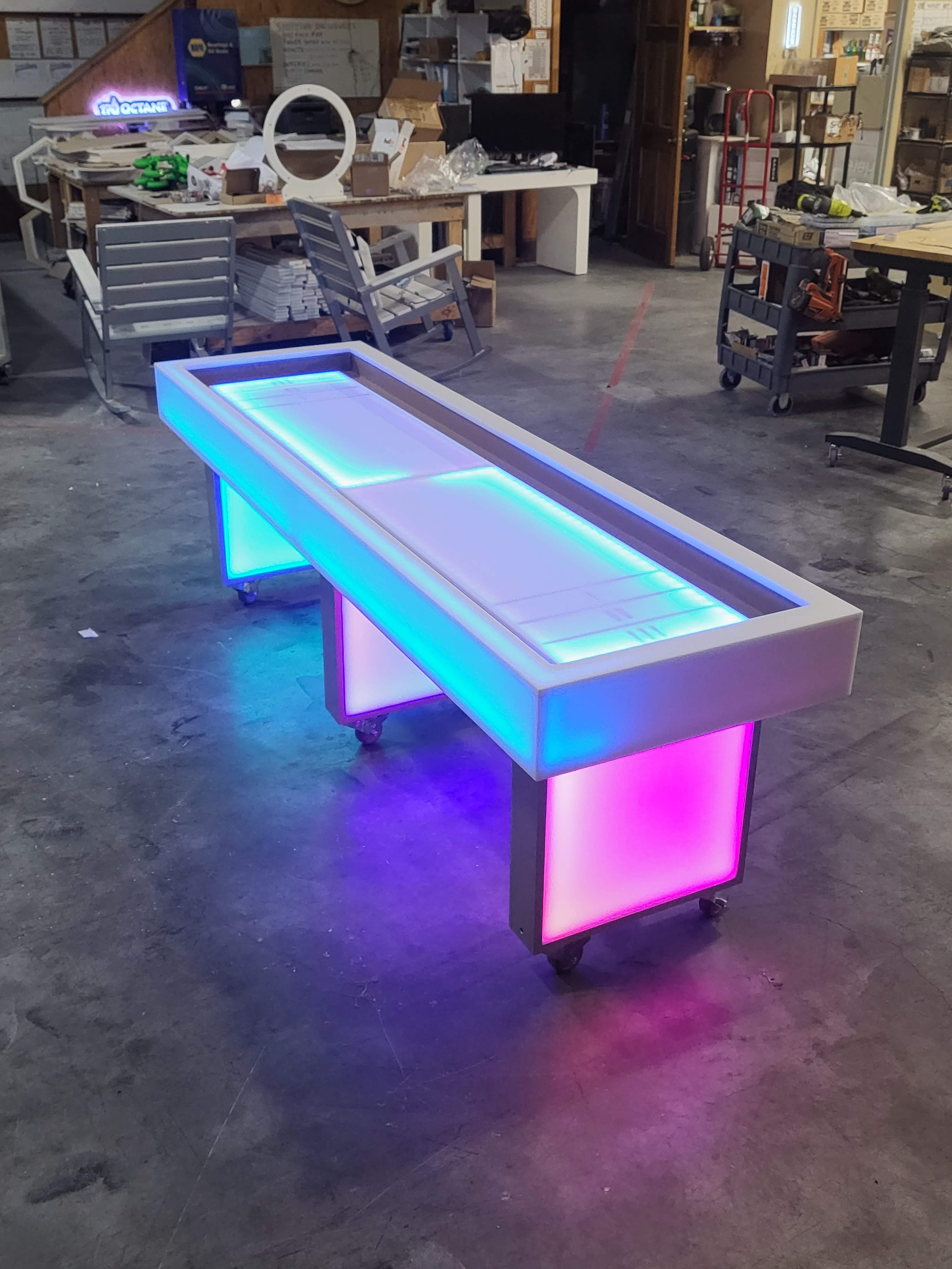 Light Up LED Shuffleboard Table - Non Collapsible