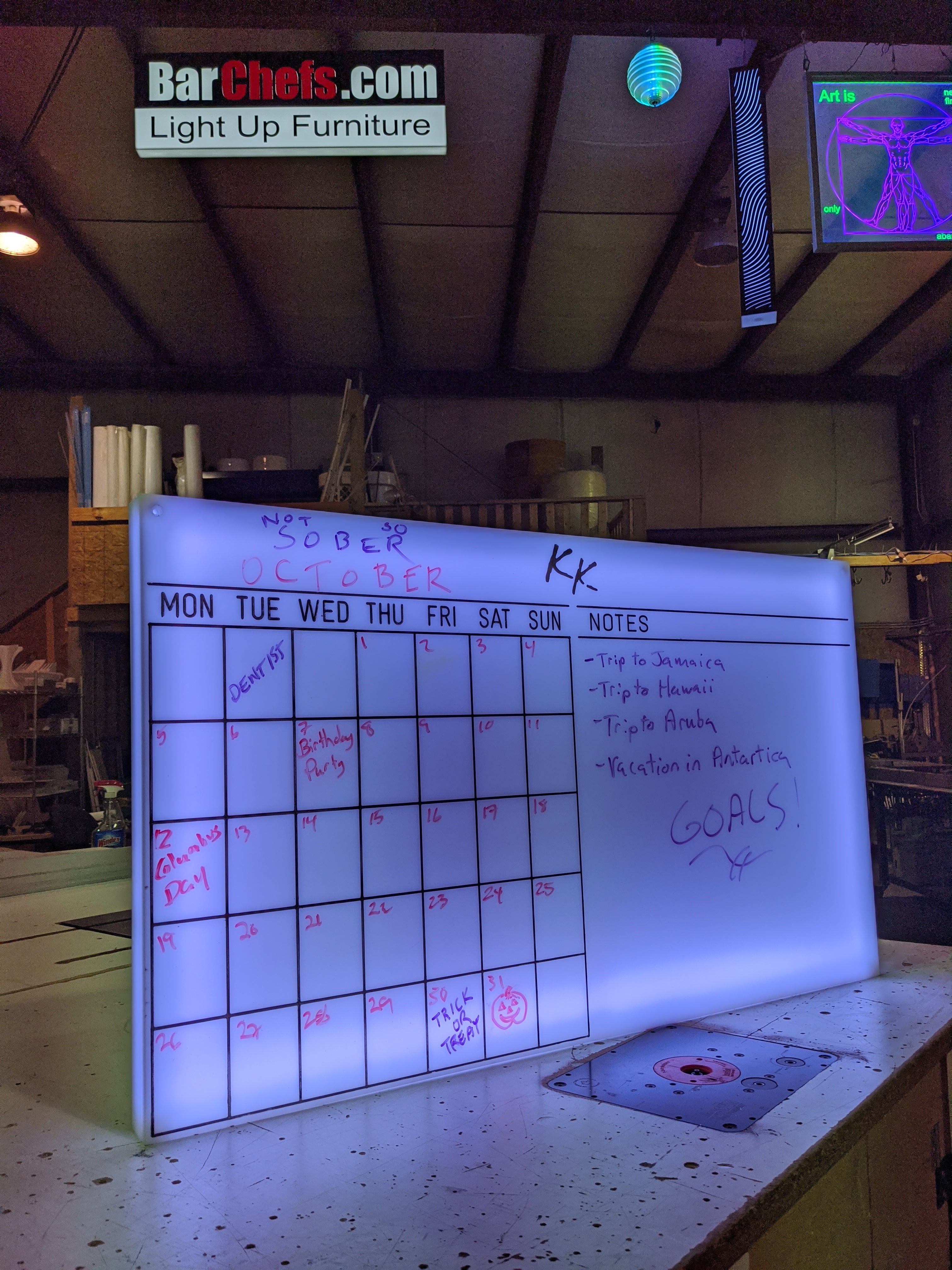 Dry Erase LED Calendar Board